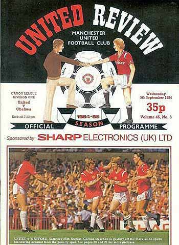 programme cover for Manchester United v Chelsea, Wednesday, 5th Sep 1984