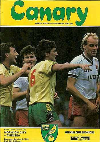 programme cover for Norwich City v Chelsea, Saturday, 6th Oct 1984
