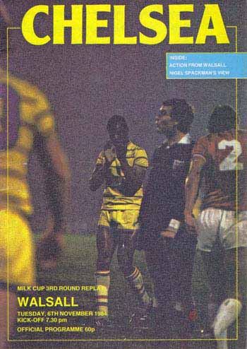 programme cover for Chelsea v Walsall, 6th Nov 1984