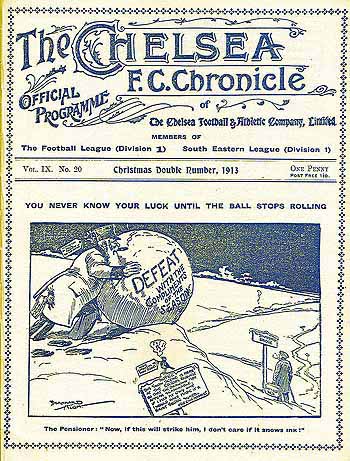 programme cover for Chelsea v The Wednesday, Thursday, 25th Dec 1913