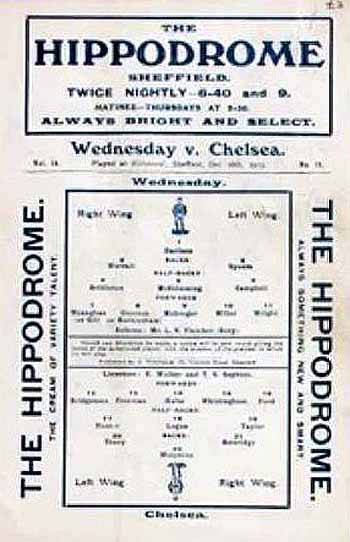 programme cover for The Wednesday v Chelsea, Friday, 26th Dec 1913