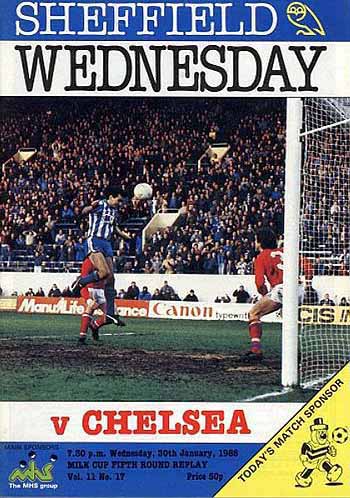 programme cover for Sheffield Wednesday v Chelsea, 30th Jan 1985