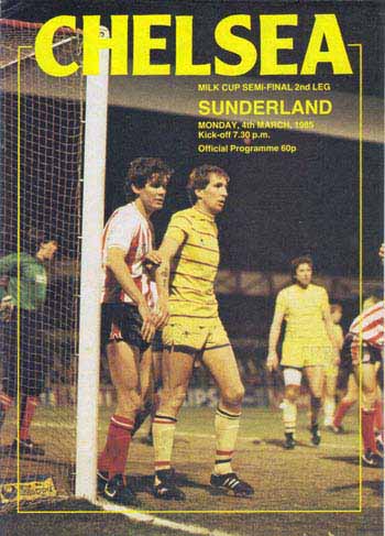 programme cover for Chelsea v Sunderland, Monday, 4th Mar 1985