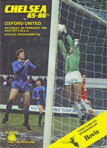 programme cover for Chelsea v Oxford United, 8th Feb 1986