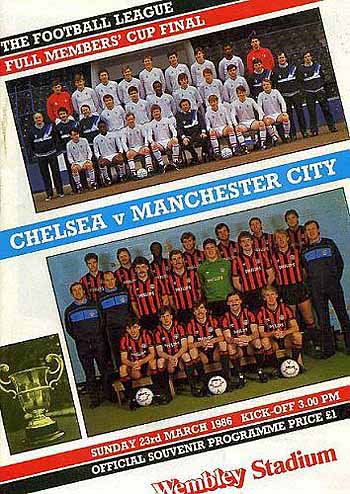 programme cover for Manchester City v Chelsea, Sunday, 23rd Mar 1986