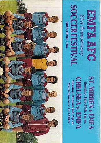 programme cover for EMFA v Chelsea, Sunday, 3rd Aug 1986