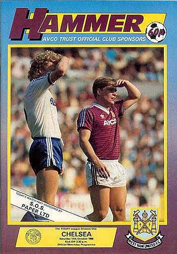 programme cover for West Ham United v Chelsea, Saturday, 11th Oct 1986