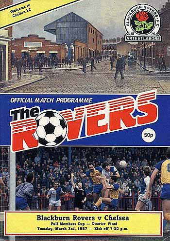 programme cover for Blackburn Rovers v Chelsea, Tuesday, 3rd Mar 1987