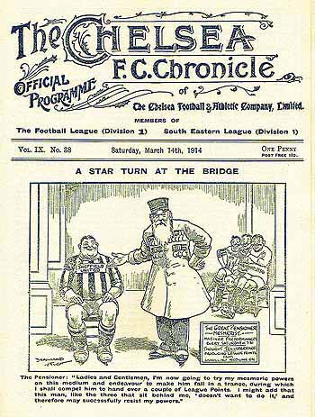 programme cover for Chelsea v Sheffield United, 14th Mar 1914