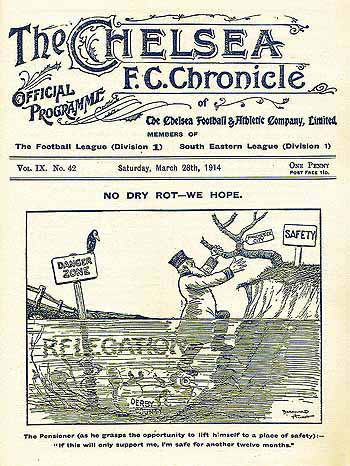 programme cover for Chelsea v Manchester City, 28th Mar 1914