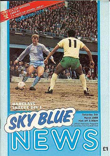programme cover for Coventry City v Chelsea, Saturday, 5th Mar 1988