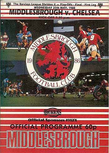 programme cover for Middlesbrough v Chelsea, Wednesday, 25th May 1988