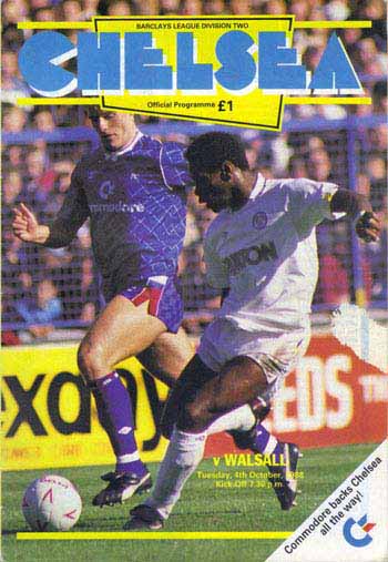 programme cover for Chelsea v Walsall, Tuesday, 4th Oct 1988