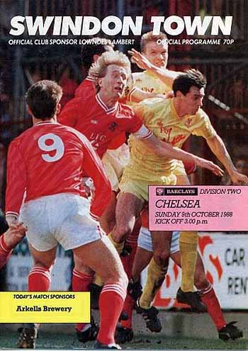 programme cover for Swindon Town v Chelsea, Sunday, 9th Oct 1988