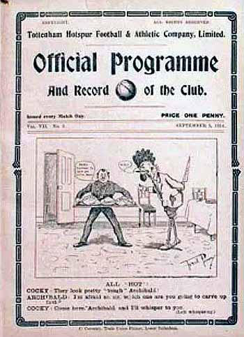 programme cover for Tottenham Hotspur v Chelsea, Saturday, 5th Sep 1914