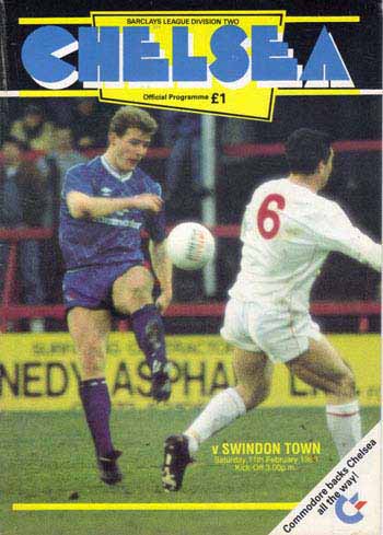programme cover for Chelsea v Swindon Town, Saturday, 11th Feb 1989