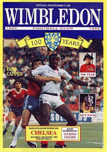 programme cover for Wimbledon v Chelsea, Saturday, 19th Aug 1989