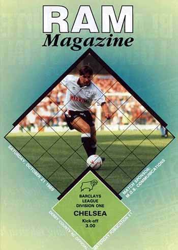 programme cover for Derby County v Chelsea, Saturday, 21st Oct 1989