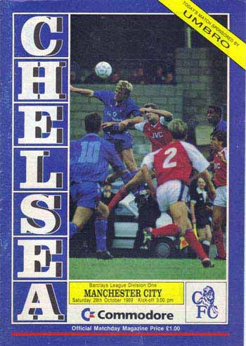 programme cover for Chelsea v Manchester City, Saturday, 28th Oct 1989