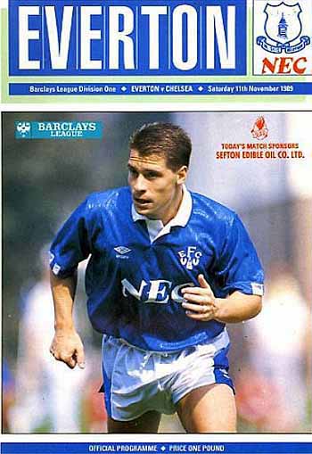 programme cover for Everton v Chelsea, Saturday, 11th Nov 1989