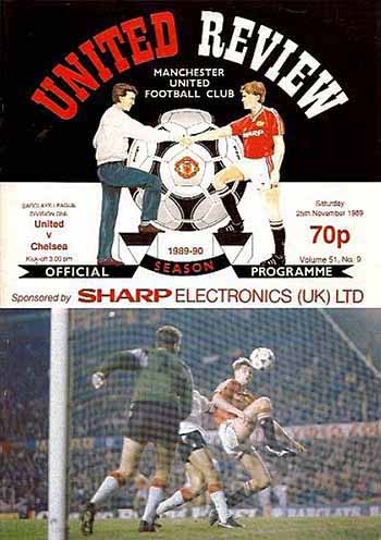 programme cover for Manchester United v Chelsea, Saturday, 25th Nov 1989