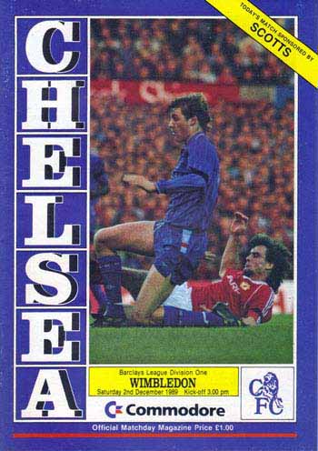 programme cover for Chelsea v Wimbledon, Saturday, 2nd Dec 1989