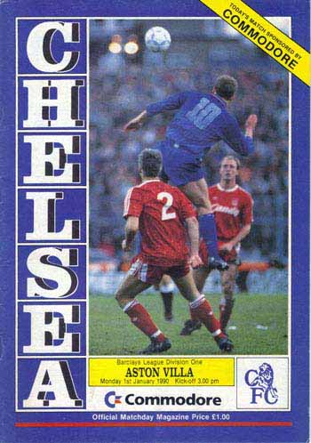 programme cover for Chelsea v Aston Villa, Monday, 1st Jan 1990