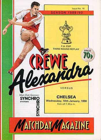 programme cover for Crewe Alexandra v Chelsea, Wednesday, 10th Jan 1990
