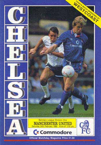 programme cover for Chelsea v Manchester United, Saturday, 24th Feb 1990