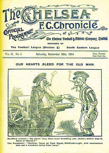 programme cover for Chelsea v Sheffield United, Saturday, 26th Sep 1914