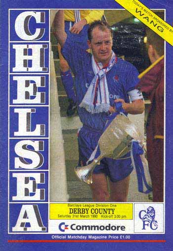 programme cover for Chelsea v Derby County, 31st Mar 1990