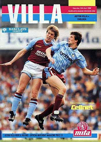 programme cover for Aston Villa v Chelsea, Saturday, 14th Apr 1990