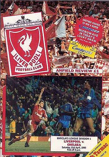 programme cover for Liverpool v Chelsea, Saturday, 21st Apr 1990