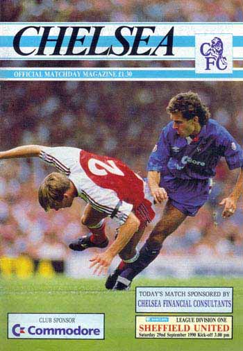 programme cover for Chelsea v Sheffield United, Saturday, 29th Sep 1990