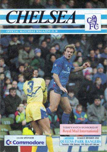 programme cover for Chelsea v Queens Park Rangers, Saturday, 12th Jan 1991