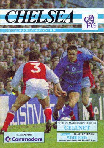 programme cover for Chelsea v Wimbledon, Saturday, 16th Feb 1991