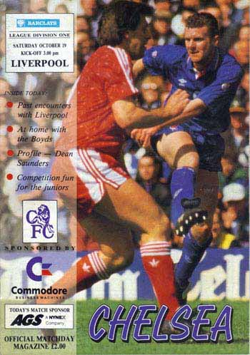 programme cover for Chelsea v Liverpool, Saturday, 19th Oct 1991