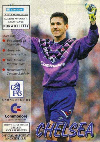 programme cover for Chelsea v Norwich City, Saturday, 16th Nov 1991