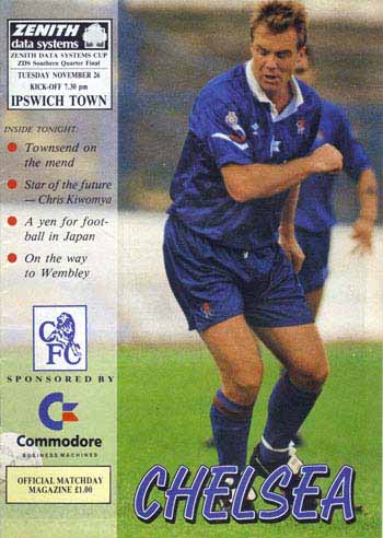 programme cover for Chelsea v Ipswich Town, Tuesday, 26th Nov 1991