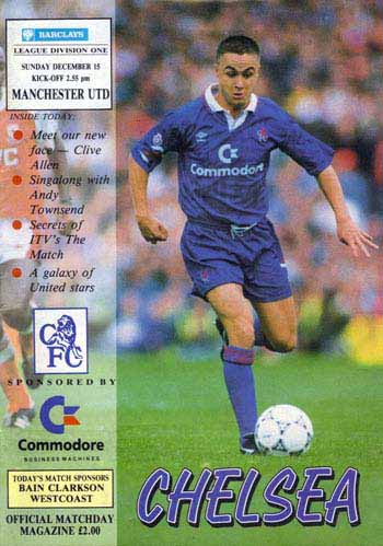 programme cover for Chelsea v Manchester United, Sunday, 15th Dec 1991