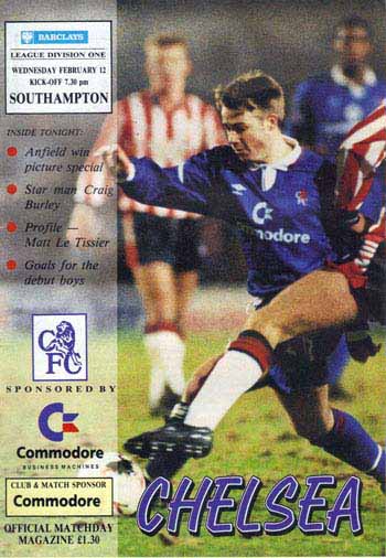 programme cover for Chelsea v Southampton, Wednesday, 12th Feb 1992