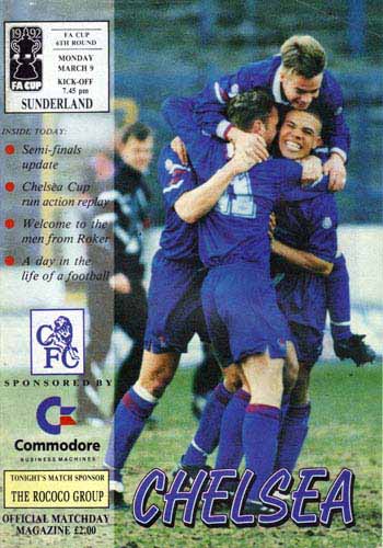 programme cover for Chelsea v Sunderland, Monday, 9th Mar 1992