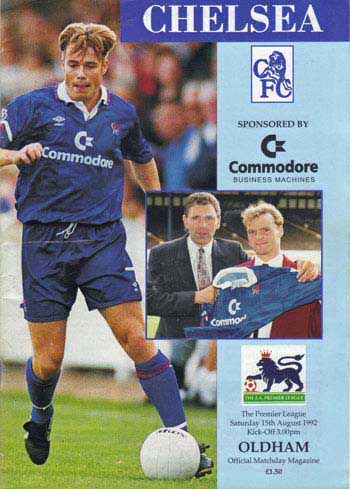 programme cover for Chelsea v Oldham Athletic, Saturday, 15th Aug 1992