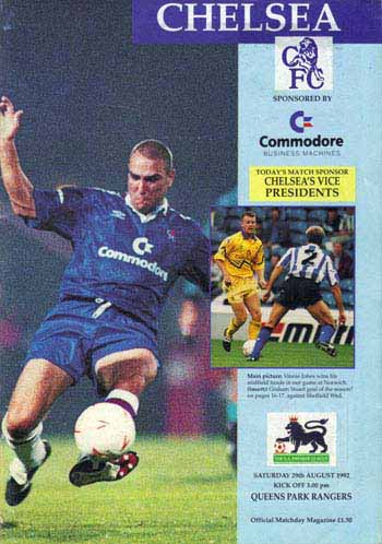programme cover for Chelsea v Queens Park Rangers, Saturday, 29th Aug 1992