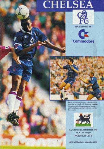 programme cover for Chelsea v Norwich City, Saturday, 12th Sep 1992