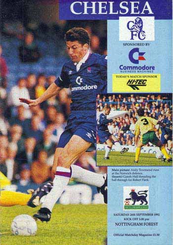 programme cover for Chelsea v Nottingham Forest, Saturday, 26th Sep 1992