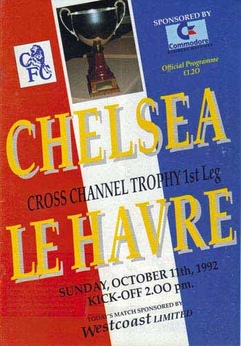 programme cover for Chelsea v Le Havre, Sunday, 11th Oct 1992