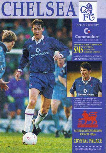 programme cover for Chelsea v Crystal Palace, Saturday, 7th Nov 1992
