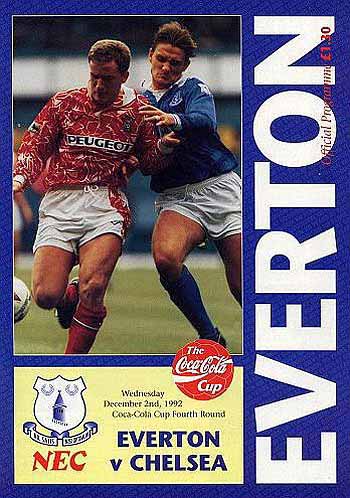 programme cover for Everton v Chelsea, 2nd Dec 1992