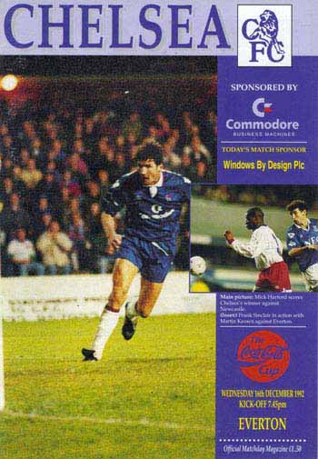 programme cover for Chelsea v Everton, Wednesday, 16th Dec 1992